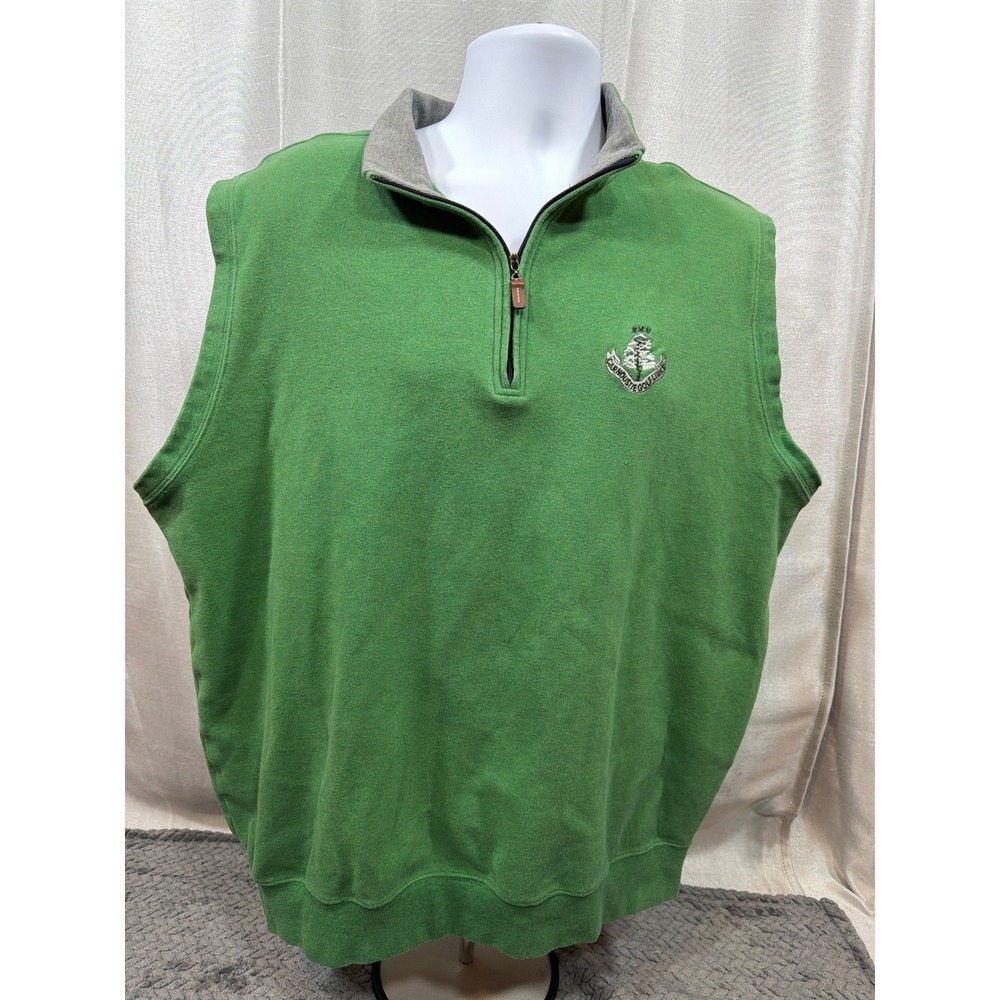 Peter Millar Kids XL Green Carnoustie Golf Links Quarter Zip Cotton Vest